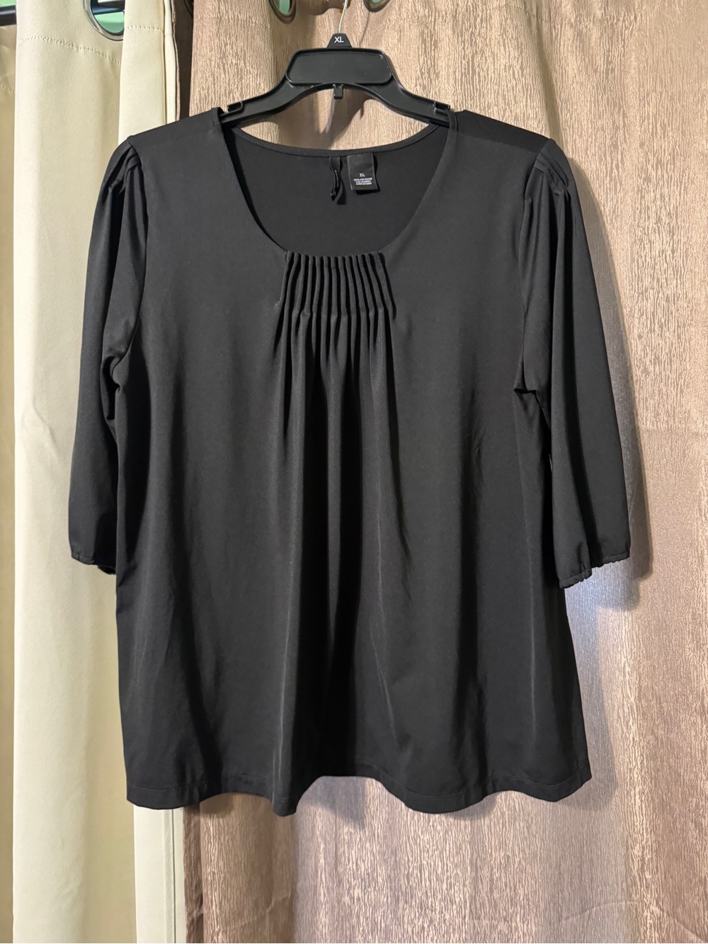 New Directions Women’s Black 3/4 Sleeve Pullover Blouse Size XL